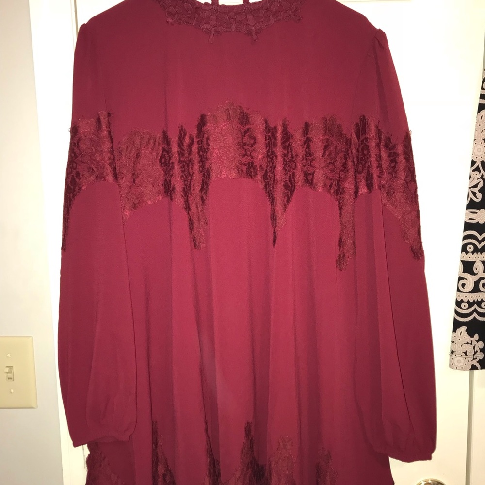 Burgundy lace detail dress